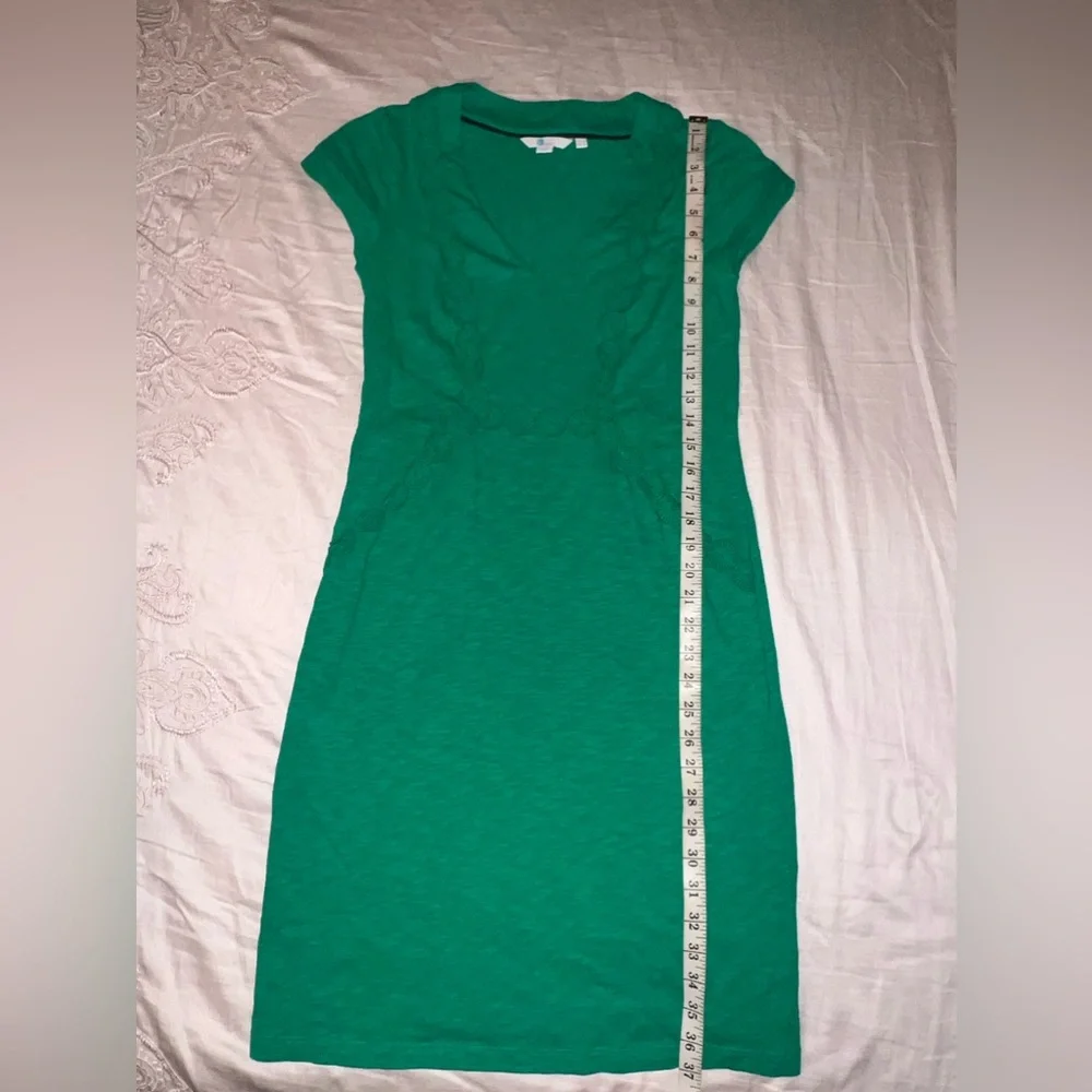 Boden Saskia Rich Emerald Green Jersey Trim Dress Size 4R